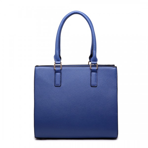 LT1650 - Miss Lulu Textured Leather Look Square Pocket Shoulder Handbag Navy LT1650 - Miss Lulu Textured Leather Look Square Pocket Shoulder Handbag Navy